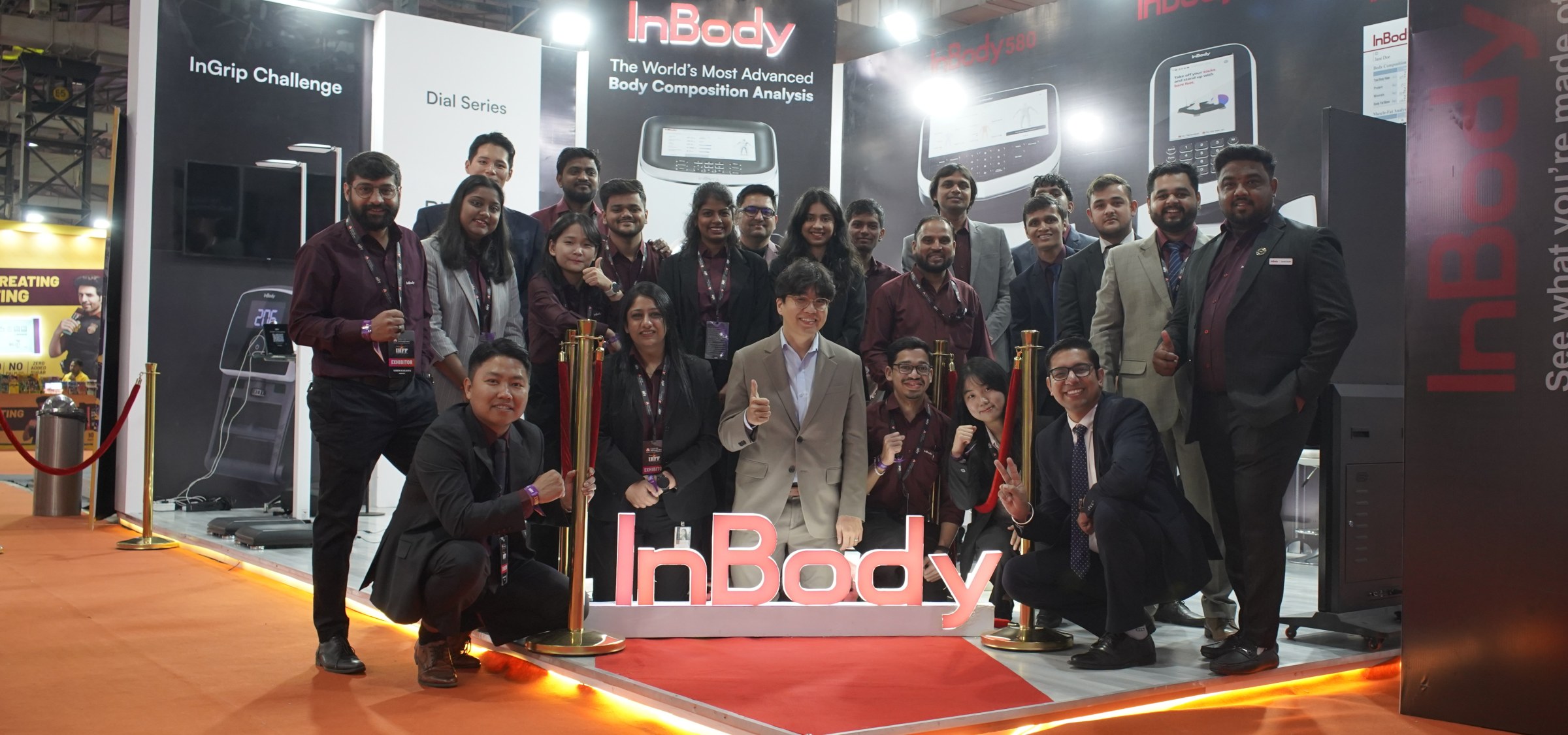 The InBody India team at an industry exhibition, showcasing InBody products