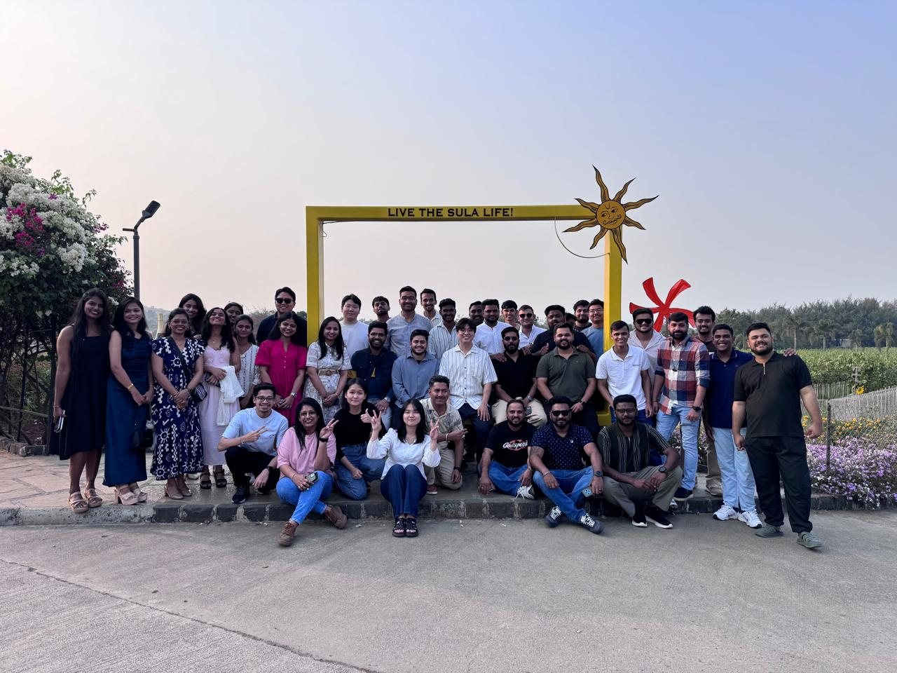The InBody India team at an offsite at Sula Vineyards