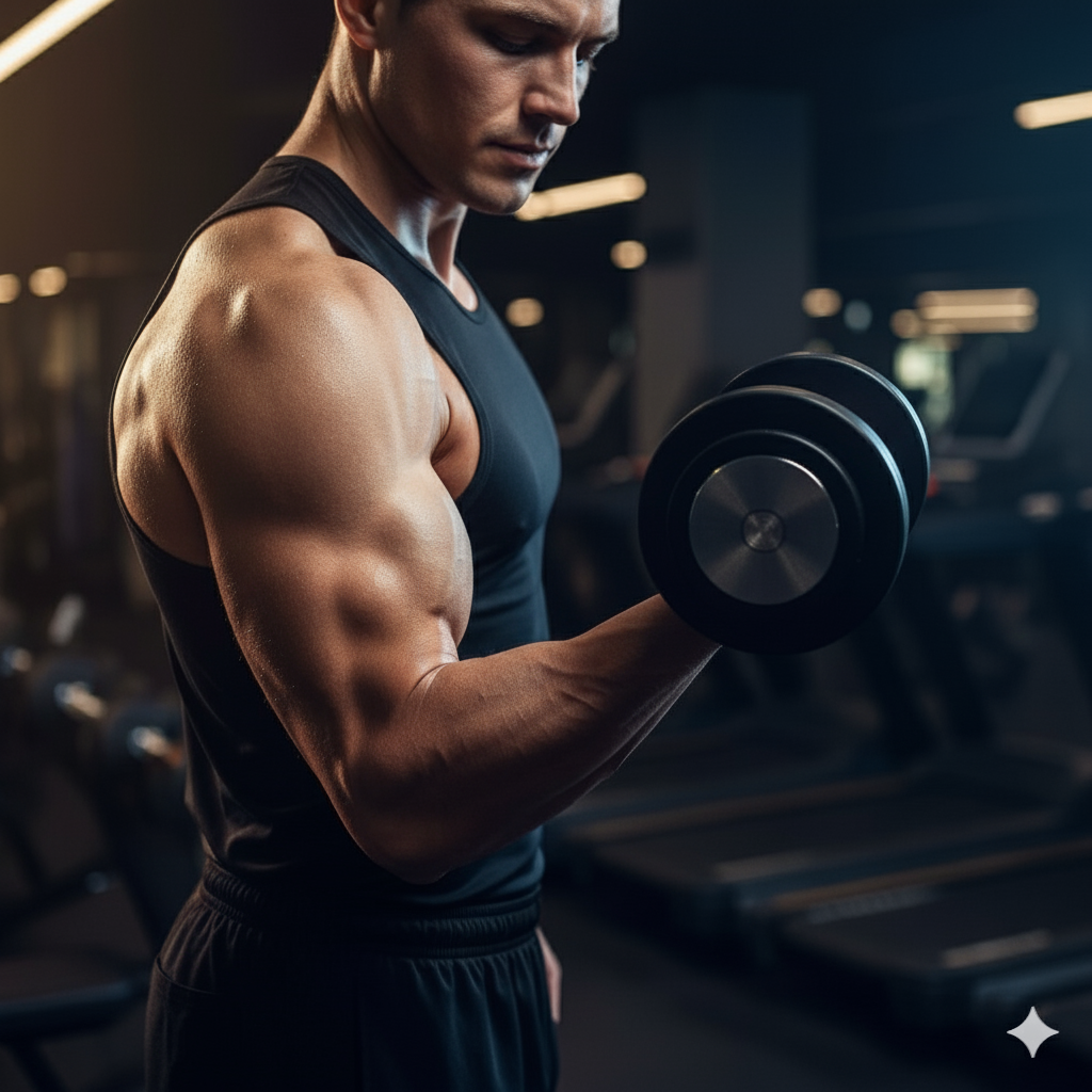 Man lifting weights in a gym